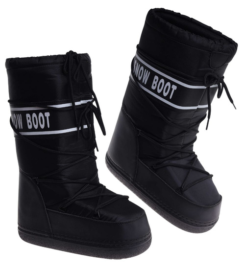 Czarne wysokie kozaki śniegowce damskie /A9-1 18462 T235/