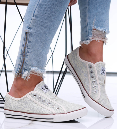 Wsuwane trampki damskie Ecru /A2-1 16492 G8-6/