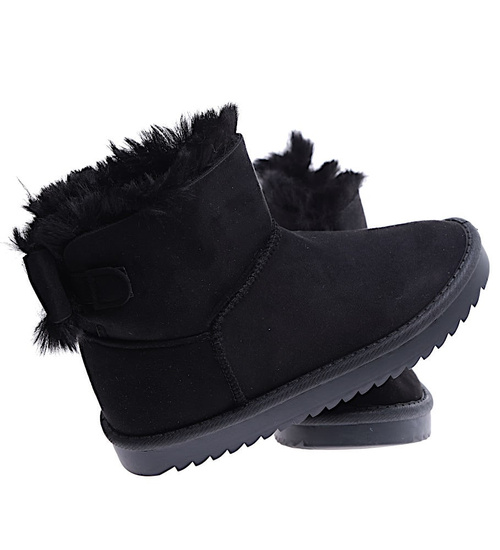 Czarne kozaki śniegowce botki dziewczęce /D2-3 15361 T283/