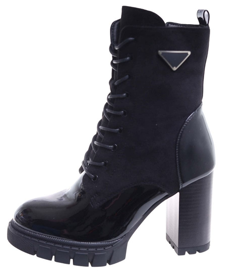 Czarne botki na obcasie /B1-1 +H2 18329 W305/