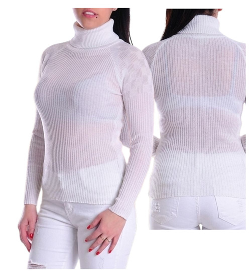 Biały golf damski /D3-1 UB309 T076/