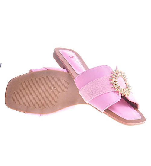 Damskie klapki na lato w cukierkowym różu /C7-2 11984 T397/