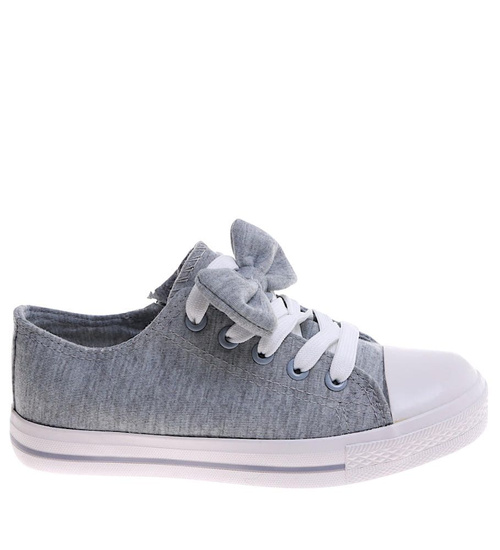 Szare dziewczęce trampki z kokardą /B4-2 16783 T184/