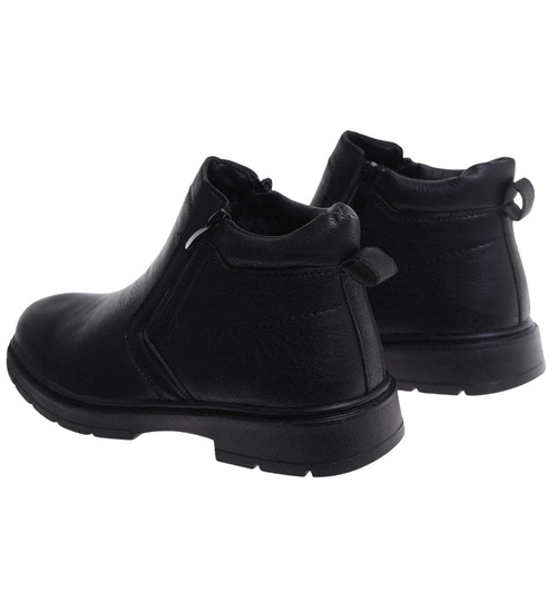 Czarne ocieplane botki męskie z suwakiem /D7-3 18454 T581/