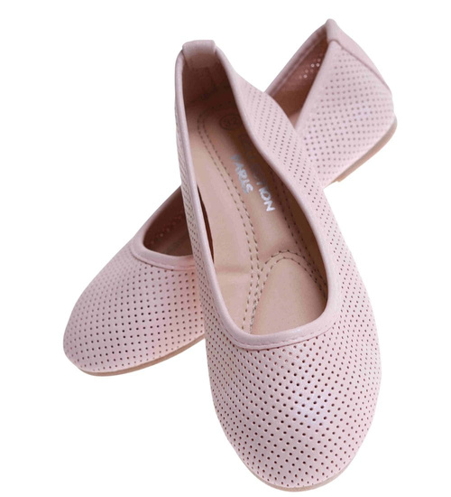 Różowe ażurowe baleriny dziewczęce /D2-2 17632 T121/