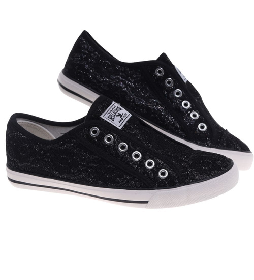 Wsuwane czarne trampki damskie /G3-1 16494 G8-6/