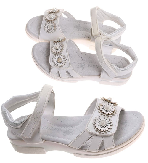 Białe dziewczęce sandały /F7-1 17896 T290/