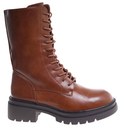 Brązowe trapery damskie z ociepleniem /F1-2 18437 T399/