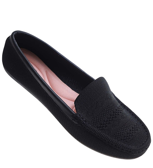 Czarne ażurowe baleriny damskie lordsy /C2-3 16408 G187/