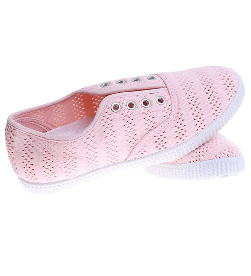 Koronkowe wsuwane różowe tenisówki /B2-2 16167 S1892/