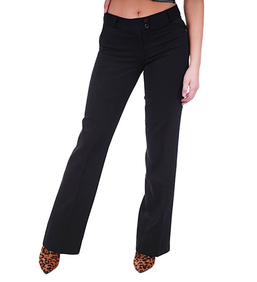 Czarne materiałowe spodnie damskie z guzikami /H2 K46 UB777 G3-69/