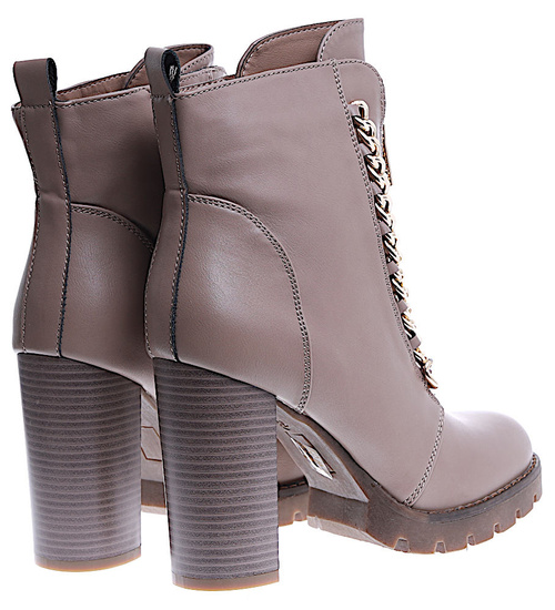 Ocieplane botki lity na słupku khaki /C2-1+H2 15405 T231/