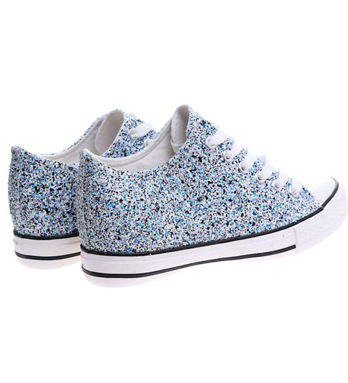 Niebieskie trampki sneakersy na niskim koturnie /i4-3 16614 T094/