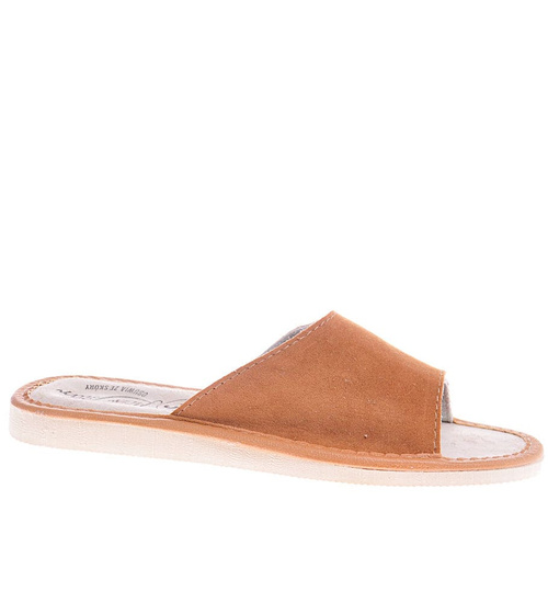 Profiolowane klapki domowe z naturalej skóry /F3-1 10716 H154/