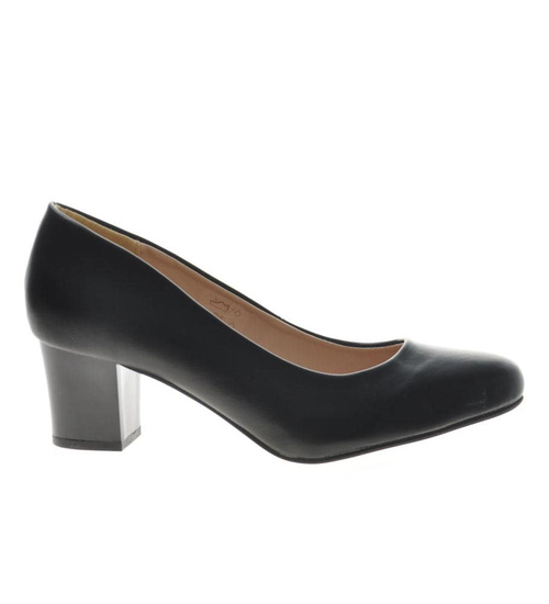 Czółenka damskie na słupku Czarne /C1-2 9725 S491/