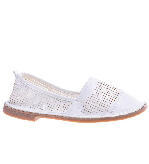Ażurowe białe baleriny /G7-3 11264 T049/
