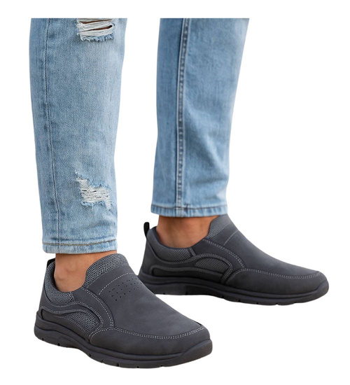 Wsuwane szare męskie buty sportowe /B3-1 17434 T484/
