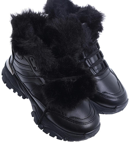 Zimowe ocieplane czarne sneakersy dziewczęce /G13-2 15469 T481/