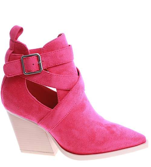 Fuksjowe botki kowbojki na słupku /G13-3 14834 T420/ Fuksjowe botki kowbojki na słupku /G13-3 14834 T420/