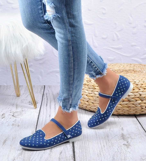 Niebieskie balerinki dziewczęce z paseczkiem /G9-3 4434 S077