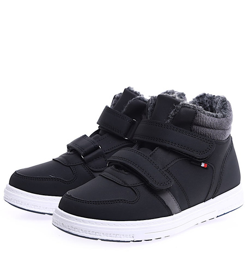 Ocieplane chłopięce buty na rzepy Czarne /G10-3 15329 T537/