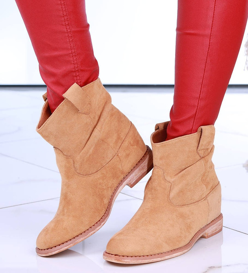 Botki damskie Lekko ocieplone Karmelowe /F5-2+h2 14738 T290/ 