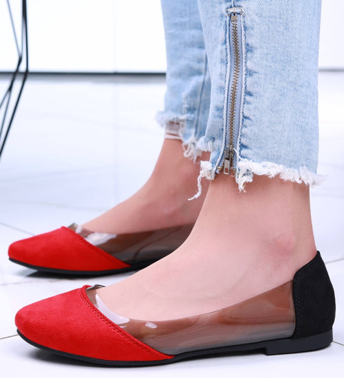 Transparentne czerwone balerinki /D9-2 15853 T190/