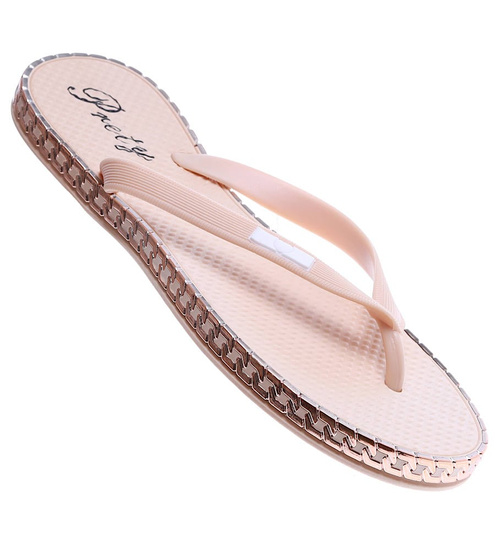 Wakacyjne beżowe japonki na plażę /G7-1 14545 T181/