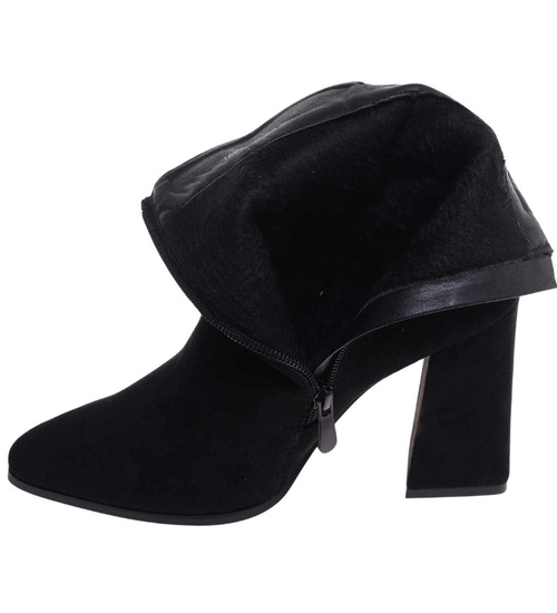 Czarne botki na obcasie słupku /E9-1 18260 W420/