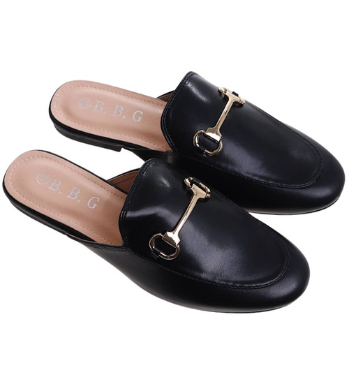 Letnie czarne klapki płaskie /B5-2 14173 T138/