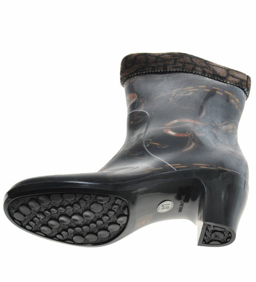 Kalosze damskie na obcasie z dopinanym ocieplaczem /C5-1 9573 S290/