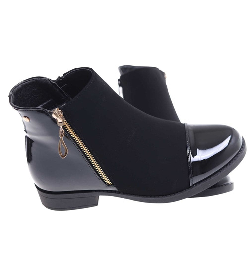 Klasyczne czarne botki damskie ocieplane /E4-2+h2 18327 W400/