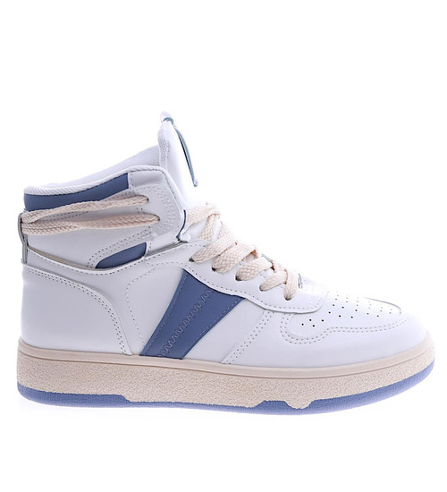 Biało niebieskie trampki z wysoką cholewką /B1-2 13525 T285/