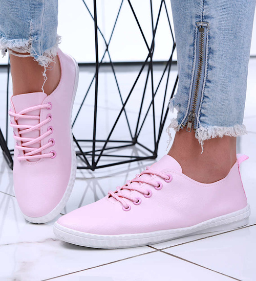 Różowe tenisówki damskie z miękkiego materiału /D6-2 15812 T134/