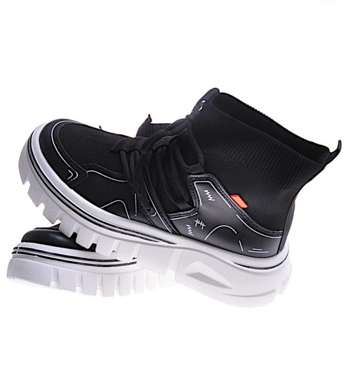 Damskie botki na platformie Czarne /A10-2 10750 T346/