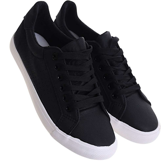 Czarne trampki damskie sznurowane /C6-2 12314 S197/