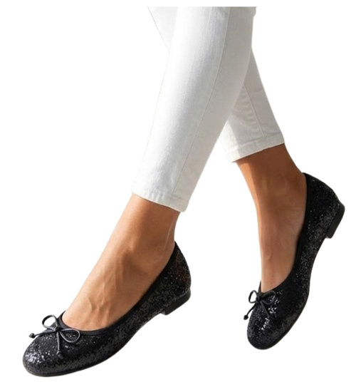 Baleriny damskie czarne klasyczne błyszczące /A1-2 17869 G8-6 +h2/