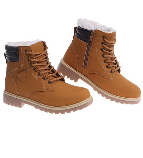 Ocieplane chłopięce camelowe buty zimowe /C2-2 18610 T364/