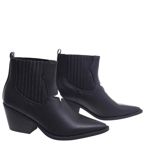 Czarne botki kowbojki lekko ocieplane /G3-3 18305 T199/