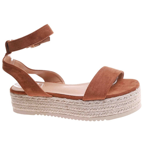 Brązowe damskie sandały na platformie /B4-1 17688 G145/