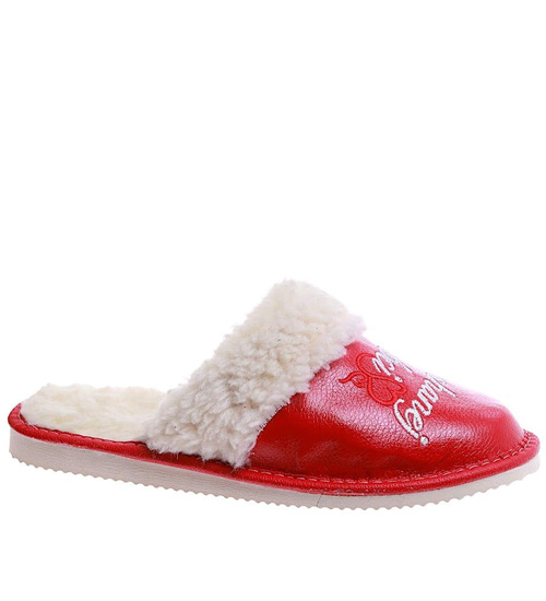 Czerwone ocieplane kapcie na Dzień Babci /F8-1 7376 S197/