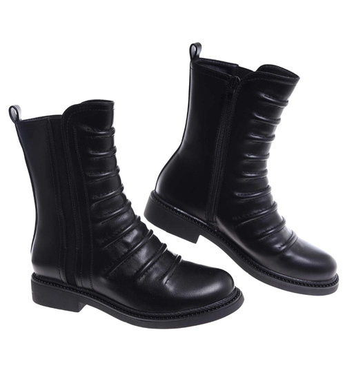 Czarne wysokie botki damskie /L3-1 H2 18573 G284/