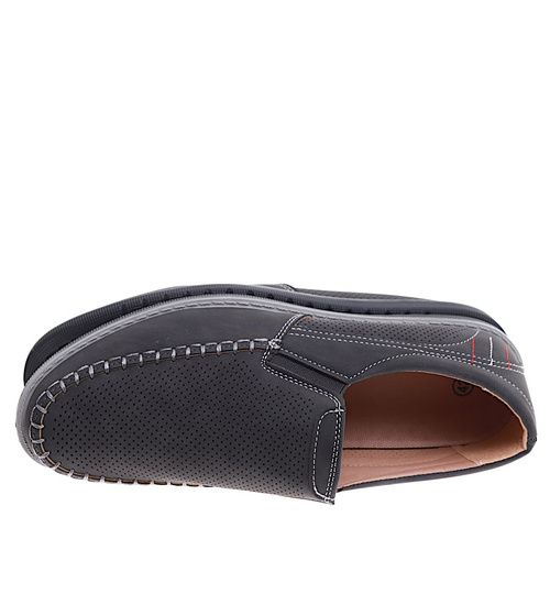 Wsuwane męskie półbuty mokasyny szare /B6-1 16544 T481/