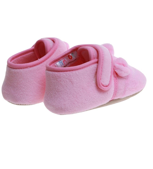 Różowe bawełniane pluszowe kapcie dla niemowląt /H2 17570 MX2-5/