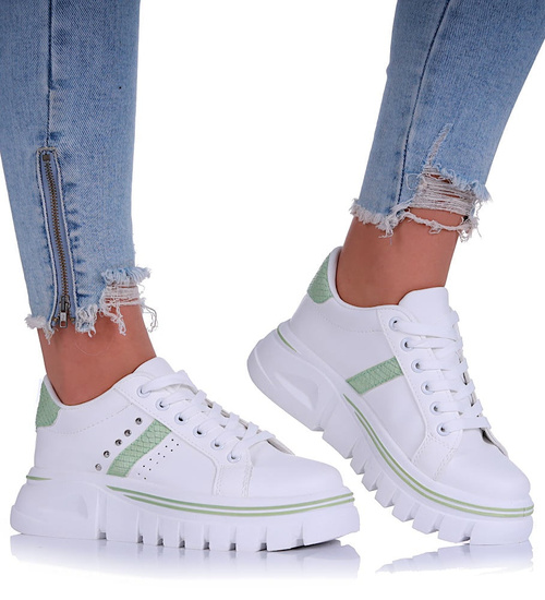 Białe trampki damskie na platformie /C1-3 13685 S247/