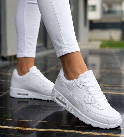 Sznurowane białe buty sportowe damskie /F9-3 18663 T4/