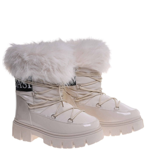 Ocieplane kozaki śniegowce eskimoski Beżowe /D9-1 18606 T388/