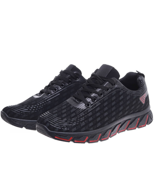 Czarne wiązane męskie buty sportowe /F5-2 15878 T310/