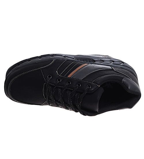 Sznurowane czarne męskie buty sportowe /E1-2 16670 T400/