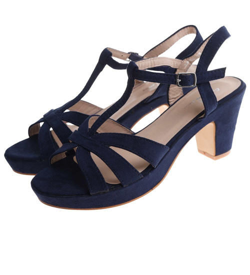 Sandały damskie na platformie Granatowe /H2 D8-2 17844 G185/